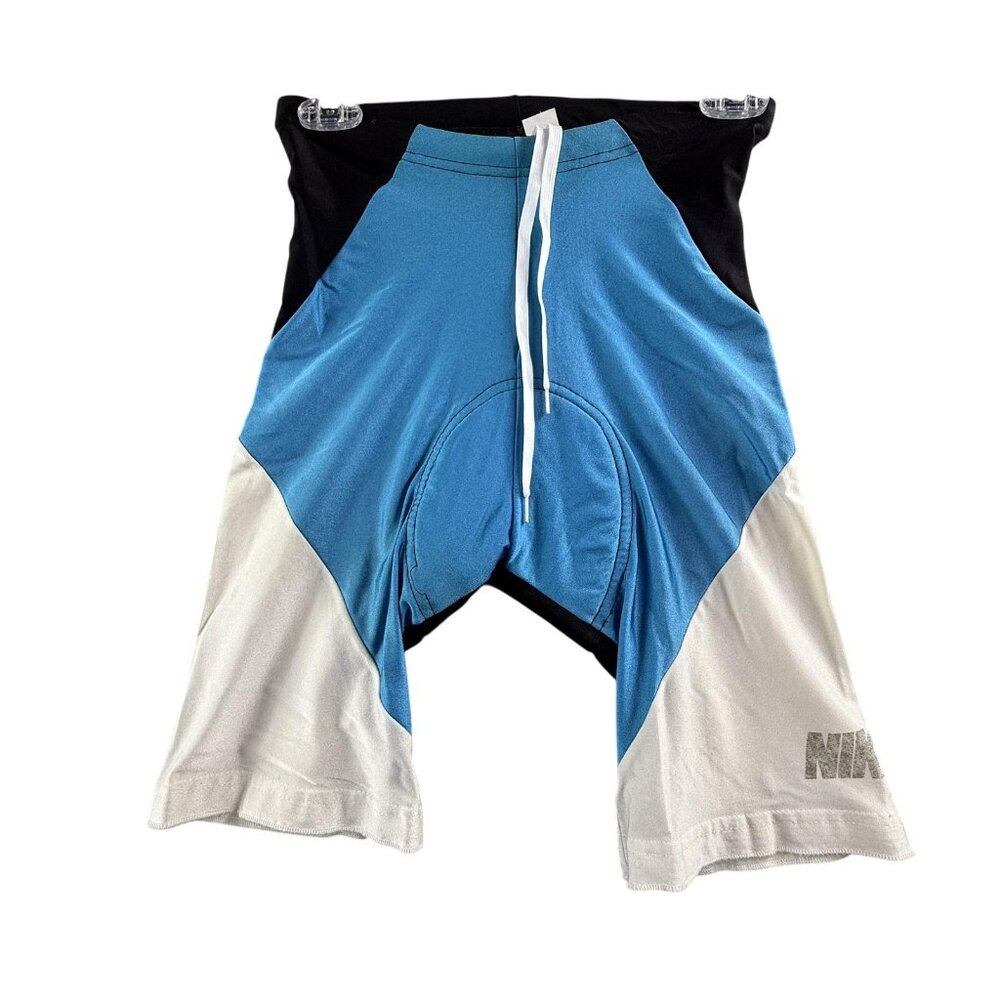 Vintage Nike Cycling Shorts Womens Medium Blue Colorblock Padded USA Made 90s